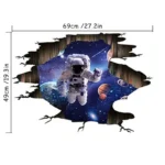 Space-themed wall decal featuring an astronaut floating in space with planets and stars, perfect for science decor and educational rooms.