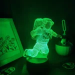 Neon green 3D LED night light of an astronaut in space suit, perfect for science-themed decor and educational toys.