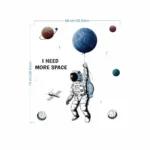 Whimsical illustration of an astronaut holding a planet-shaped balloon with various planets floating around, emphasizing space exploration and curiosity.