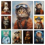 Adorable cat dressed as a pilot with goggles and orange jacket, showcasing a playful and imaginative depiction of feline adventure.