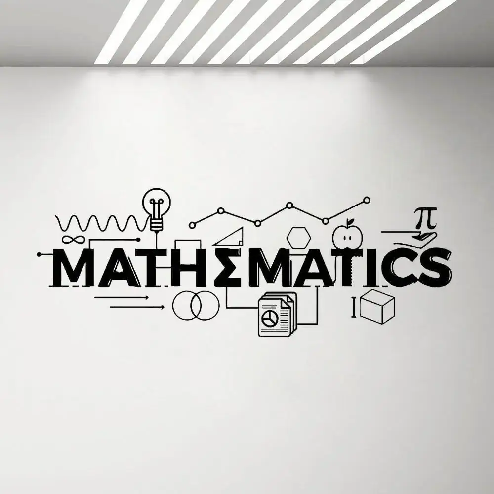 Math & Science Wall Art for Educational Spaces Inspirational wall art featuring math and science symbols, graphs, and formulas to enhance learning environments and stimulate curiosity in students.