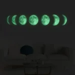 Illuminated wall art displaying the different phases of the moon in glowing green, perfect for science enthusiasts and space lovers.