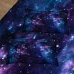 Vibrant galaxy-themed pillow set featuring a stunning starry night design, perfect for science decor enthusiasts and space lovers.