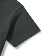 T-shirt with scientific design, black fabric, short sleeves, casual style.
