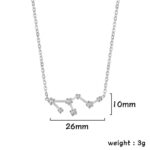 Elegant star constellation necklace with detailed measurements, perfect for astronomy enthusiasts and stylish accessories.