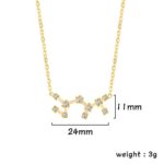 Elegant constellation pendant necklace with clear crystals, measuring 24mm in width and 11mm in height, weighing 3g. Perfect for astronomy lovers and stylish accessories.