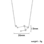 Elegant silver necklace featuring a star constellation design with precise measurements of 26mm width and 13mm height, perfect for astronomy enthusiasts.