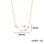 Elegant star constellation necklace with small sparkling stones, measuring 26mm by 13mm, perfect for astrology lovers.