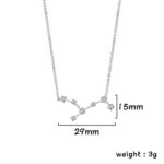 Elegant silver necklace featuring a geometric pendant with small cubic zirconia stones, measuring 29mm by 15mm, weighing 3g, perfect for science-inspired jewelry lovers.