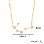 Elegant gold necklace featuring a geometric design with small sparkling diamonds, measuring 26mm in length and 14mm in height, weighing 3g.