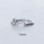 Elegant silver Taurus constellation ring with sparkling stones, perfect for astrology lovers and zodiac jewelry enthusiasts.