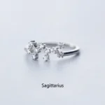 Elegant silver ring featuring the Sagittarius constellation design, perfect for astrology enthusiasts and zodiac lovers.