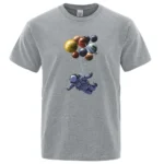 Astronaut and Planet Model T-Shirt for Science Enthusiasts.