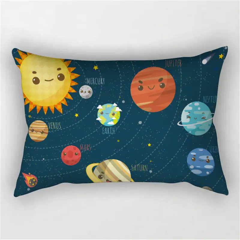 Sun and Planet Space Pillow for Kids Colorful space-themed pillow featuring the Sun, planets, and stars, perfect for children's room decor and educational play.