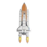 Detailed model of a space shuttle with boosters, ideal for educational purposes and space-themed decor.