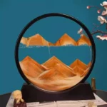A 3D mountain landscape lamp featuring layered wooden mountains within a circular frame, creating a stunning visual effect. Perfect for science-themed decor and educational purposes.