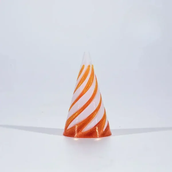 Orange and white spiral swirl lollipop on a white background.