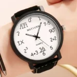 Analog watch featuring math symbols and equations on the dial.
