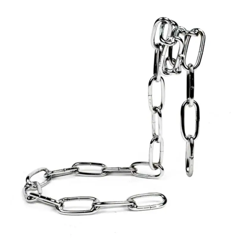 Silver chain necklace and bracelet with elongated oval links, stylish and modern jewelry accessories.