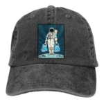 Gray baseball cap featuring a colorful astronaut patch with a space suit and helmet, perfect for science enthusiasts and space lovers.