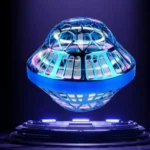Futuristic UFO-shaped LED light with vibrant neon colors, perfect for science-themed decor and educational toys.