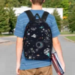 Backpack with Space and Galaxy Design for Students.