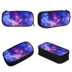 Stylish galaxy-themed pencil case with vibrant cosmic design, perfect for students and artists to organize pens, pencils, and small stationery items.