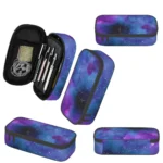 Durable pencil case set featuring a vibrant galaxy design, perfect for students, artists, and science enthusiasts to organize pens, pencils, and small accessories efficiently.