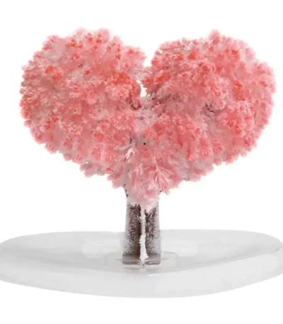 Pink heart-shaped tree model with fluffy foliage, ideal for science-themed decor and educational displays. Perfect for teaching about plant structures and creative science projects.