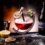An elegant cocktail served in a distinctive glass with a lemon slice and mint garnish, perfect for a sophisticated drink presentation.