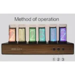 Modern digital clock featuring colorful Nixie tube-style numbers on a wooden base, showcasing a unique and stylish way to tell time.