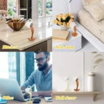 A creative science-themed kitchen decor featuring a small, white and brown swan-shaped figurine on a marble countertop, adding a playful and educational touch to the kitchen space.