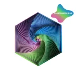 Hexagonal silk fidget toy with vibrant rainbow colors including red, green, blue, and pink, designed for stress relief and sensory stimulation.