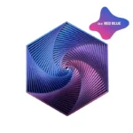 Intricate hexagonal spiral puzzle with vibrant red and blue silk colors, showcasing a mesmerizing geometric design perfect for science decor and educational toys.