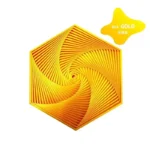 Bright gold-colored hexagonal spiral geometric toy made of silk, designed for educational and decorative purposes, perfect for science enthusiasts and kids.