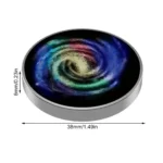 Small magnetic galaxy spinner toy with colorful swirling galaxy design, measuring 38mm in diameter, perfect for science education and decorative purposes.