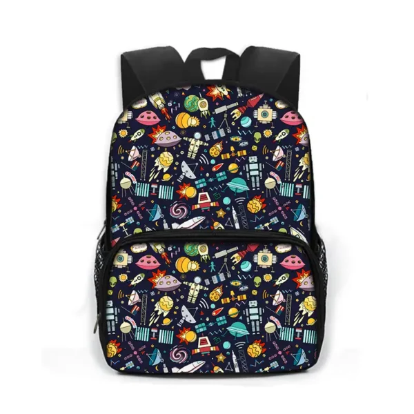 Backpack with Space and Science Pattern, Kids Educational Bag, Science-themed School Bag.