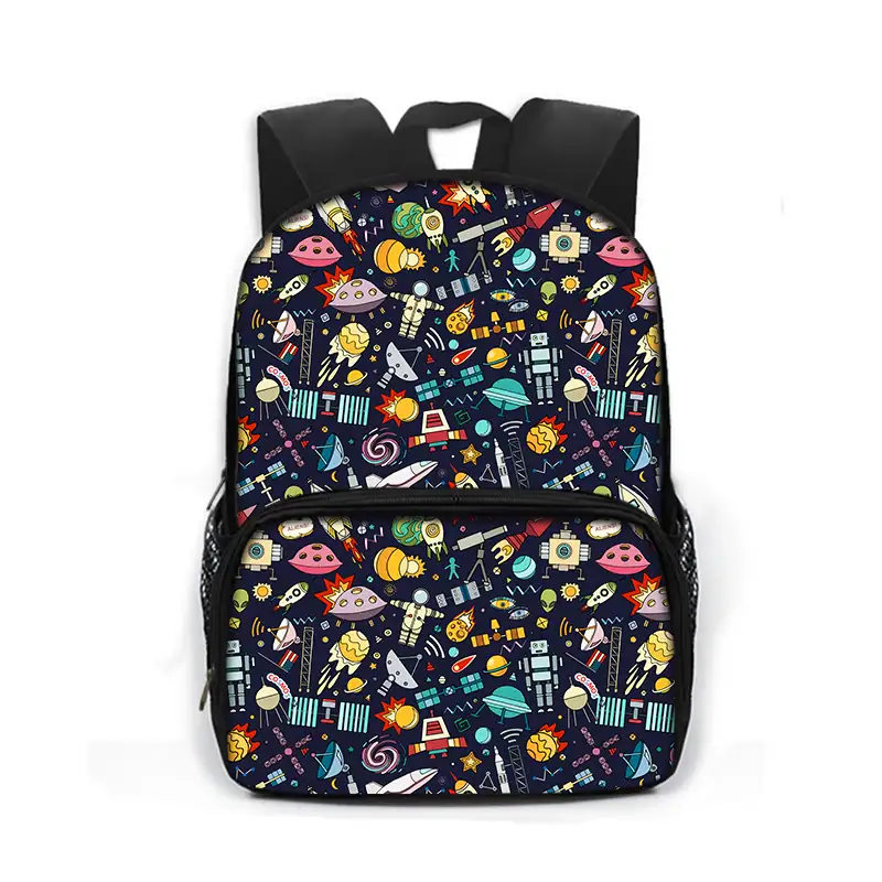 Backpack with Space and Science Pattern, Kids Educational Bag, Science-themed School Bag.