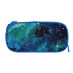 Galaxy pattern pencil case with a space-themed design featuring stars and nebulae, perfect for students and space enthusiasts.