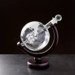 Decorative science globe with liquid motion and floating globe, ideal for educational decor and science enthusiasts.