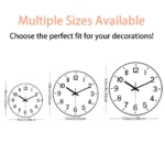 Elegant analog wall clocks available in 8-inch, 10-inch, and 12-inch sizes, perfect for home decor, classrooms, or offices. These clocks feature clear, easy-to-read dials and stylish designs.