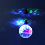 A balloon-shaped disco light projecting vibrant, colorful reflections onto the ceiling, creating a lively and fun atmosphere.