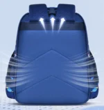 High-tech blue backpack featuring an innovative air circulation system to enhance airflow and reduce heat buildup. Designed for students and travelers seeking comfort and style.