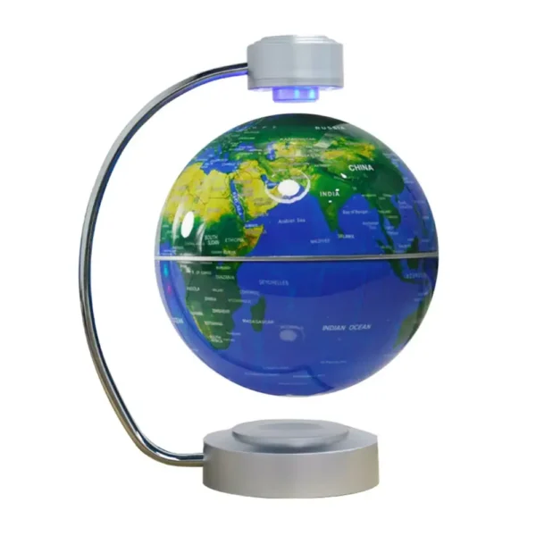 Interactive globe projector displaying detailed world map with continents, countries, and oceans, ideal for educational purposes and science decor.