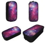 Bright galaxy-themed pencil case with space design for students and artists.