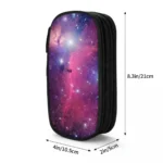 A colorful galaxy-themed pencil case featuring a vibrant nebula design with stars and cosmic clouds, perfect for students and kids.
