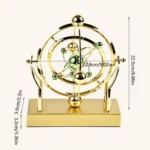Elegant gold-colored atomic model desk ornament with intricate planetary orbits, perfect for science enthusiasts and educational settings.