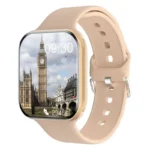 Smartwatch displaying time and step count with London Big Ben in the background.
