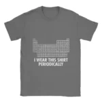 Gray T-shirt featuring a humorous periodic table design with the text "I Wear This Shirt Periodically" in white.