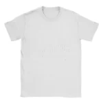 White T-shirt with scientific dot pattern design.
